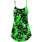 Green Flame Skull Burn – Women's Summer Sleeveless V-Neck Camisole Dress
