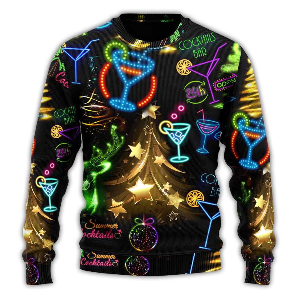 Christmas Cocktail Neon Art Style – Sweater - Ugly Christmas Sweater
