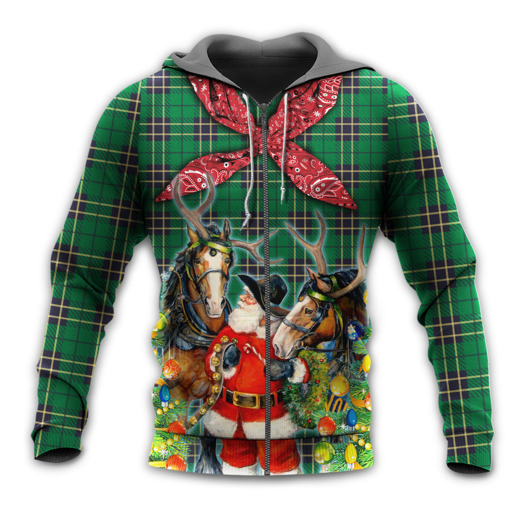 Christmas Cowboy Santa Green Style - 3D Hoodie