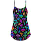 Mushroom Neon Colorful Leaf – Women's Summer Sleeveless V-Neck Camisole Dress