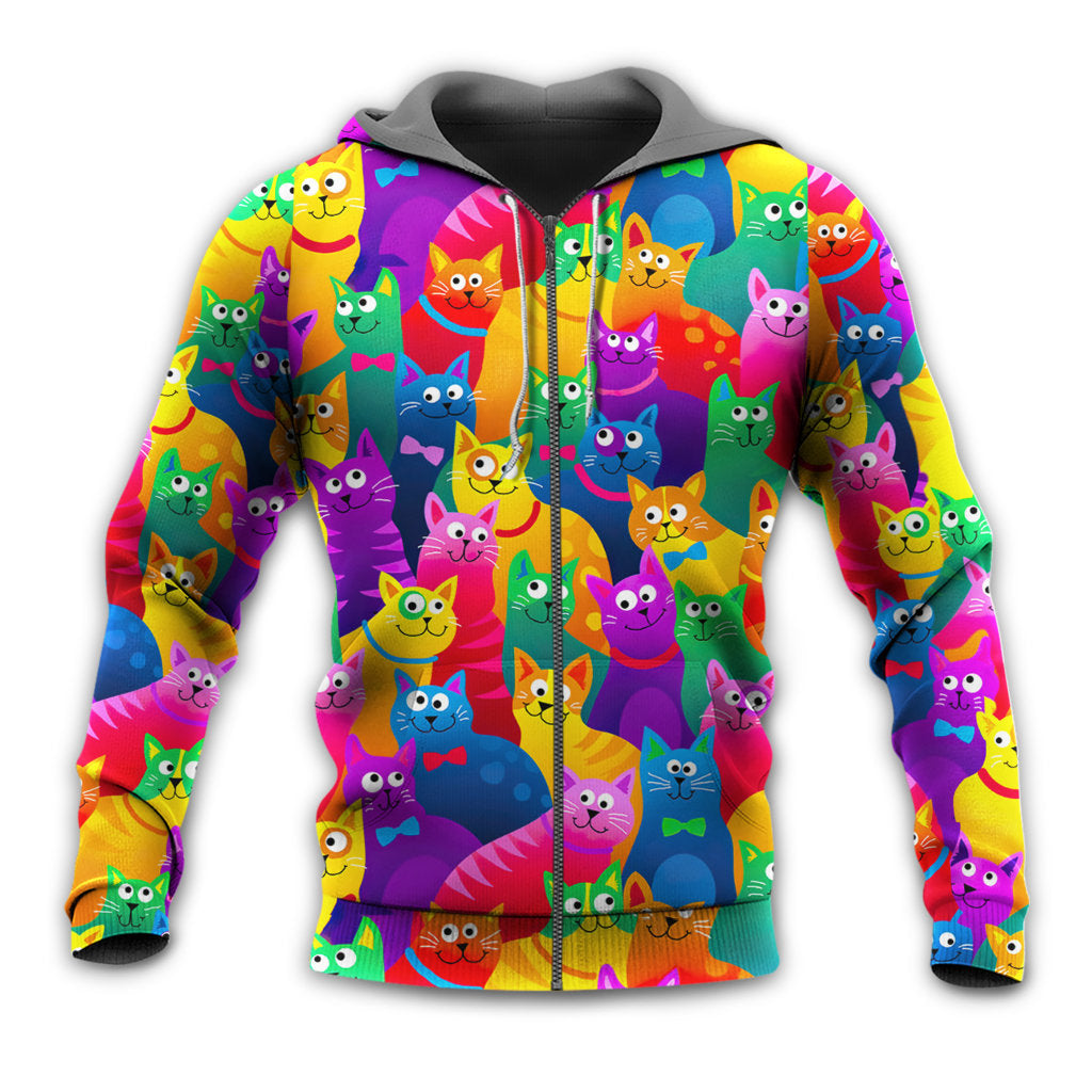 Funny Cats Colorful Art Style - 3D Hoodie