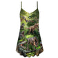 Forest Dinosaur Cool Style – Women's Summer Sleeveless V-Neck Camisole Dress