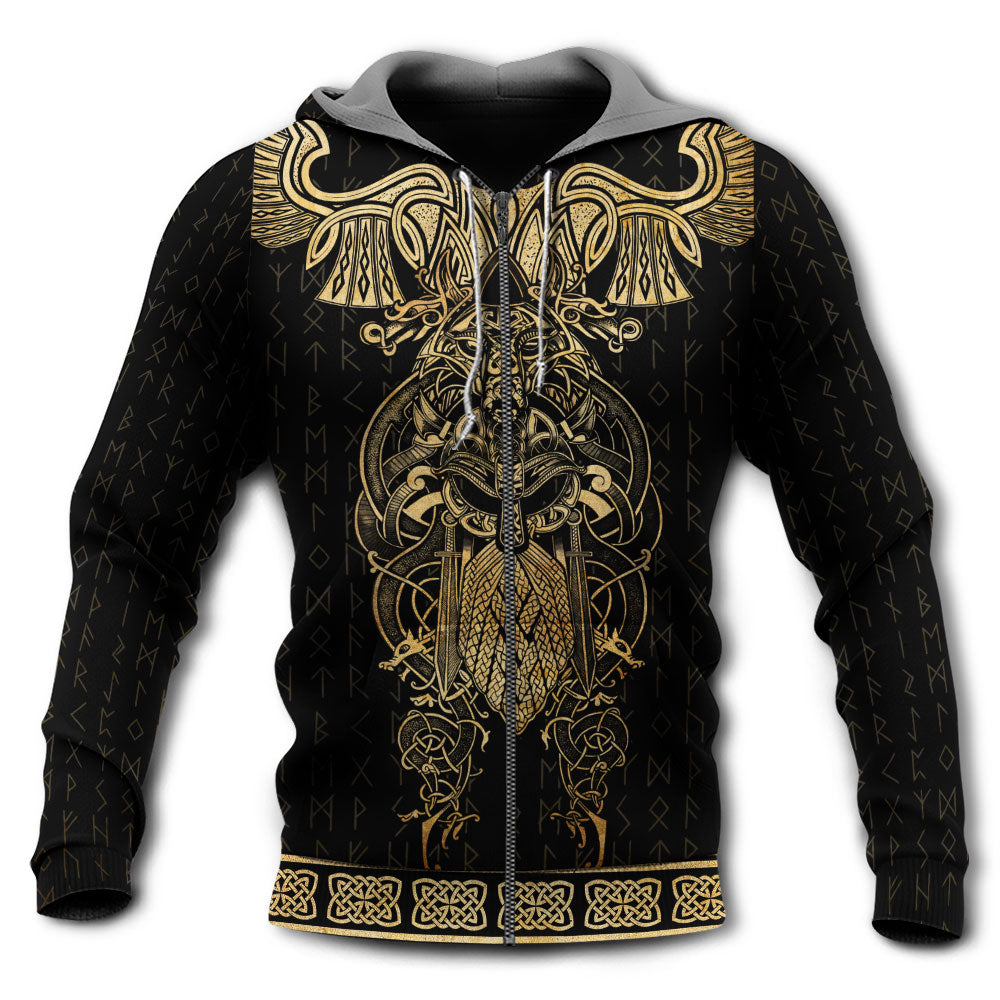 Viking Warrior Raven Yellow Symbol Style - Hoodie