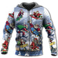 Santa Skateboard Snow Mountain - 3D Hoodie