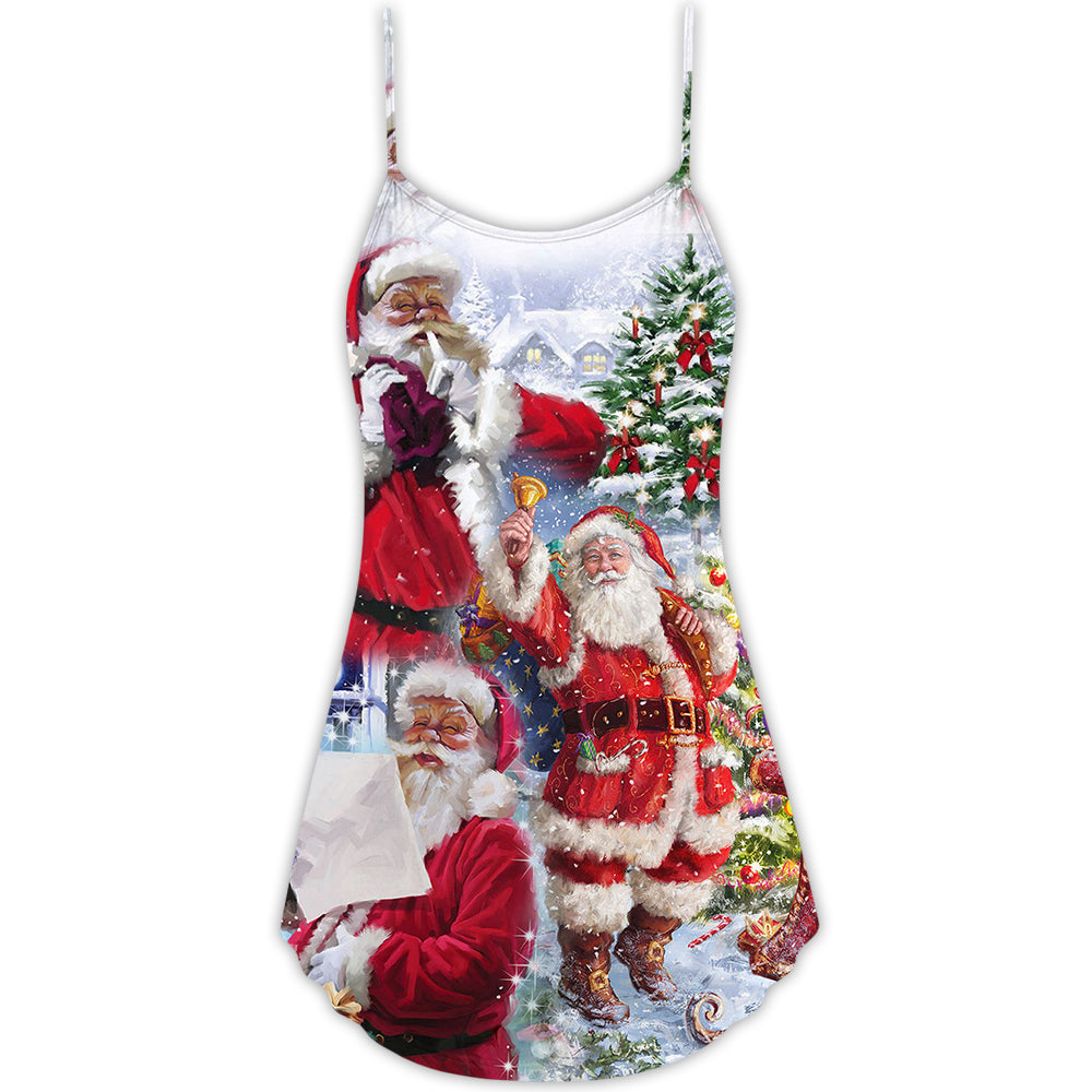 Christmas Santa Is Coming To Town – Women's Summer Sleeveless V-Neck Camisole Dress