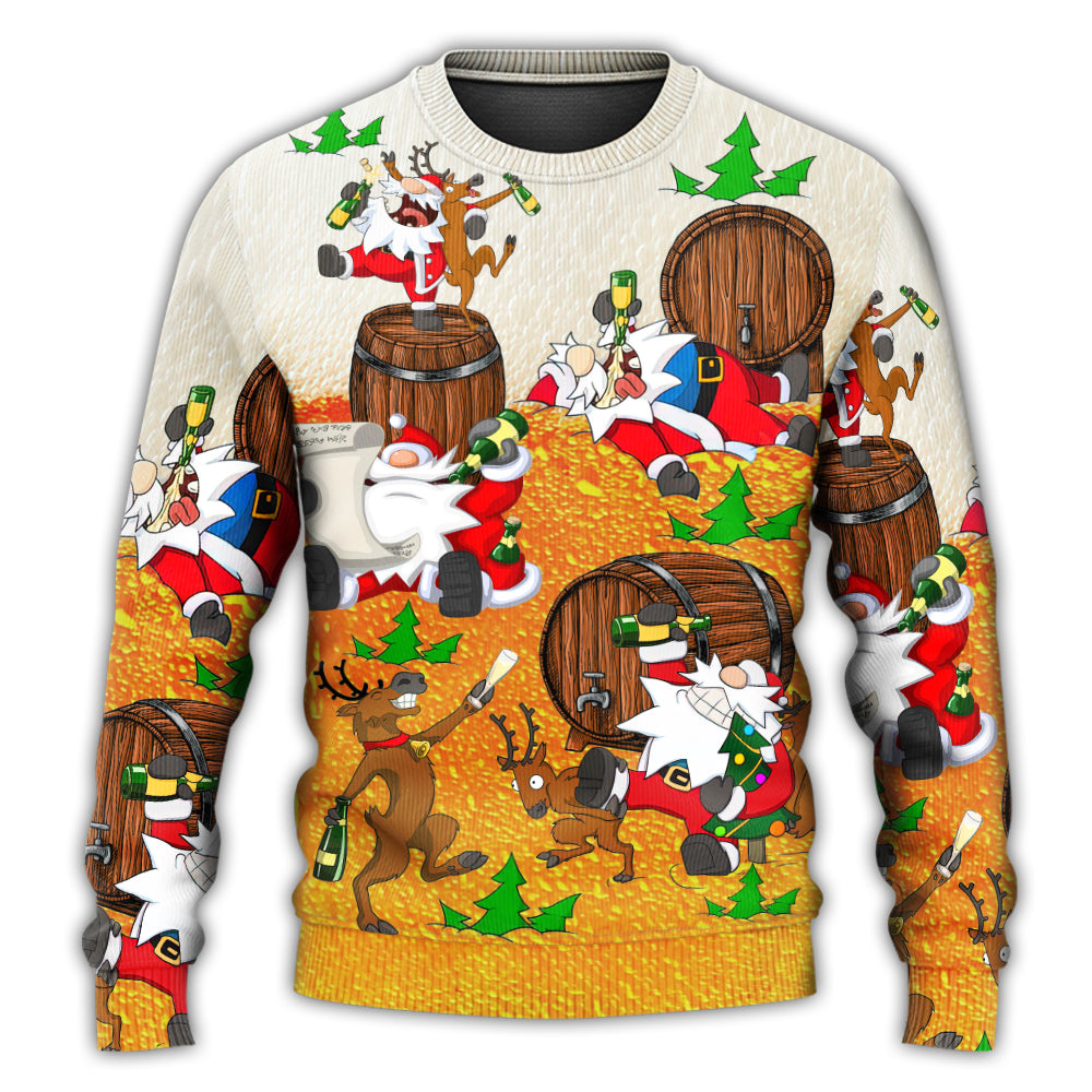 Christmas Santa Drunk Beer Funny Happy Holiday Style – Sweater - Ugly Christmas Sweater