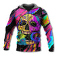 Skull And Moth Night Butterfly Neon Art – 3D Hoodie