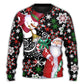 Christmas Snowy Day With Santa And Snowman – Sweater - Ugly Christmas Sweater