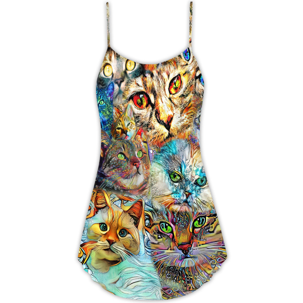 Real Love For Cats – Women's Summer Sleeveless V-Neck Camisole Dress