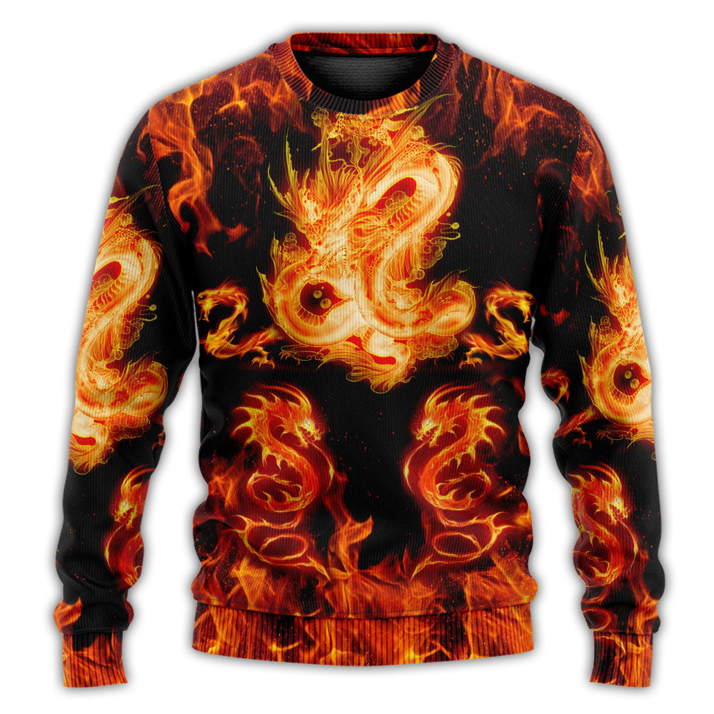 Dragon Fireball Fantasy Madness Art – Sweater - Ugly Christmas Sweater
