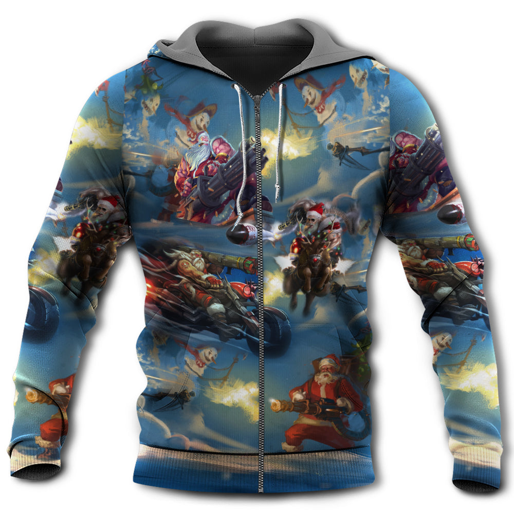 Santa Holiday Action Art - 3D Hoodie
