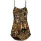 Vintage Cat Love Machine – Women's Summer Sleeveless V-Neck Camisole Dress
