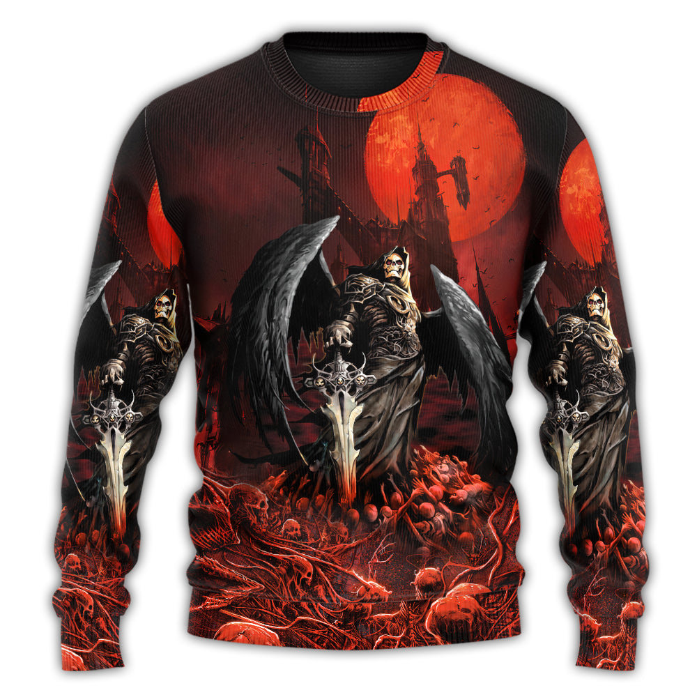 Halloween Skull Dark Night Art Style – Sweater - Ugly Christmas Sweater