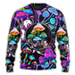 Hippie Mushroom Neon Light Colorful Art – Sweater - Ugly Christmas Sweater
