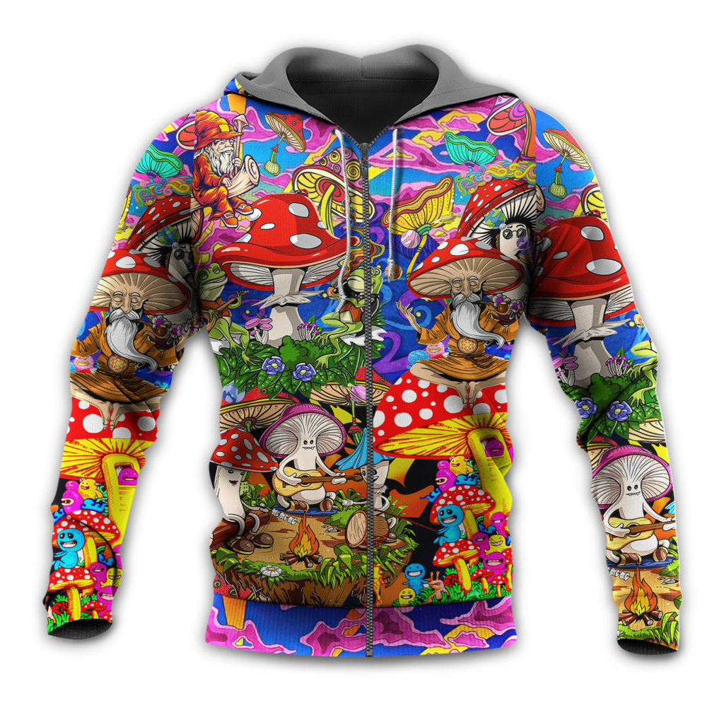 Hippie Mushroom Happy Together Art - 3D Hoodie