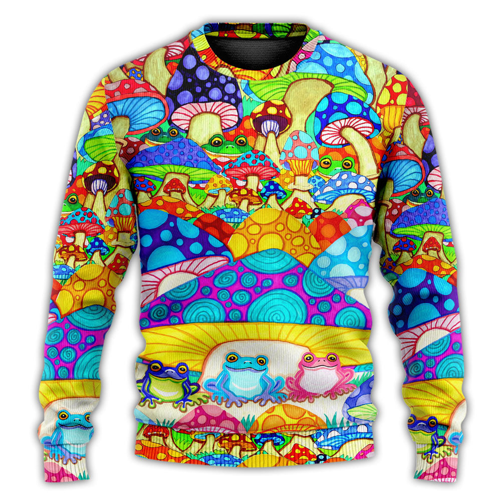 Hippie Frog Mushroom Peace Art – Sweater - Ugly Christmas Sweater