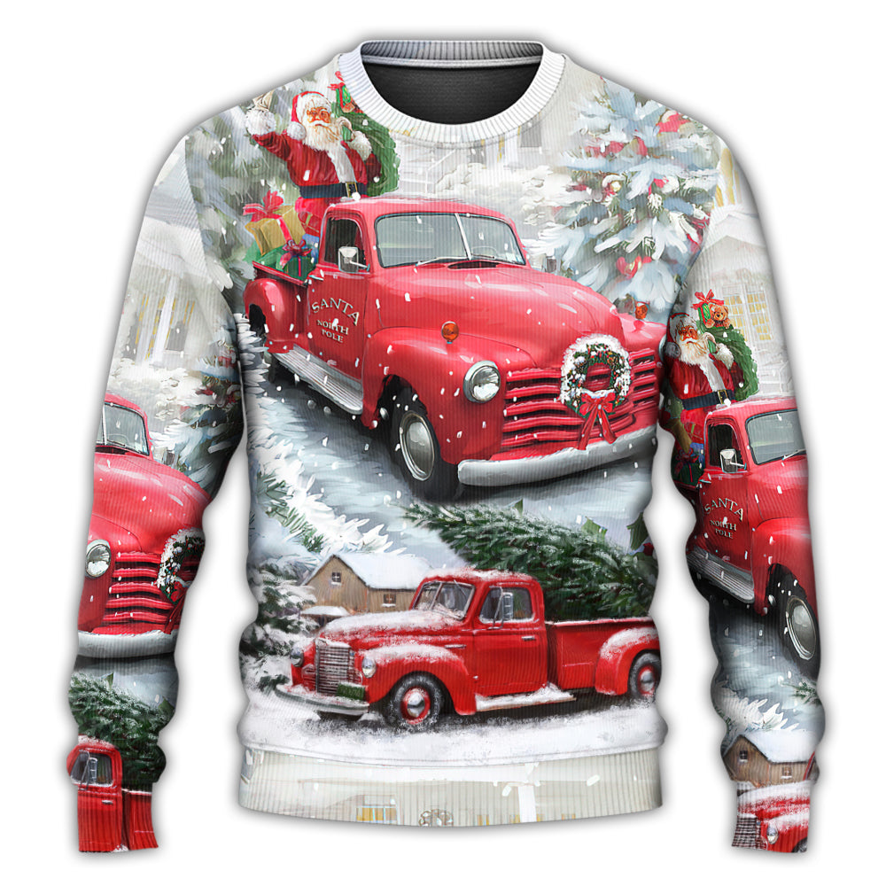 Christmas Santa Red Truck Xmas Is Coming – Sweater - Ugly Christmas Sweater