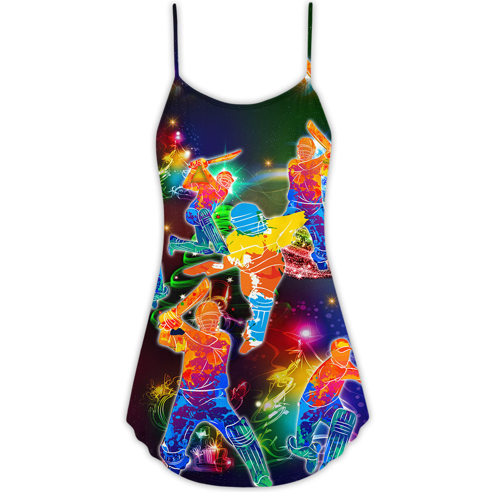 Cricket Neon Tree Christmas Snow – Women's Summer Sleeveless V-Neck Camisole Dress