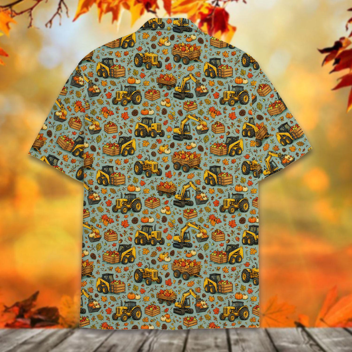 Autumn Farm Tractor Skid Steer Pumpkin Harvest – Hawaiian Shirt