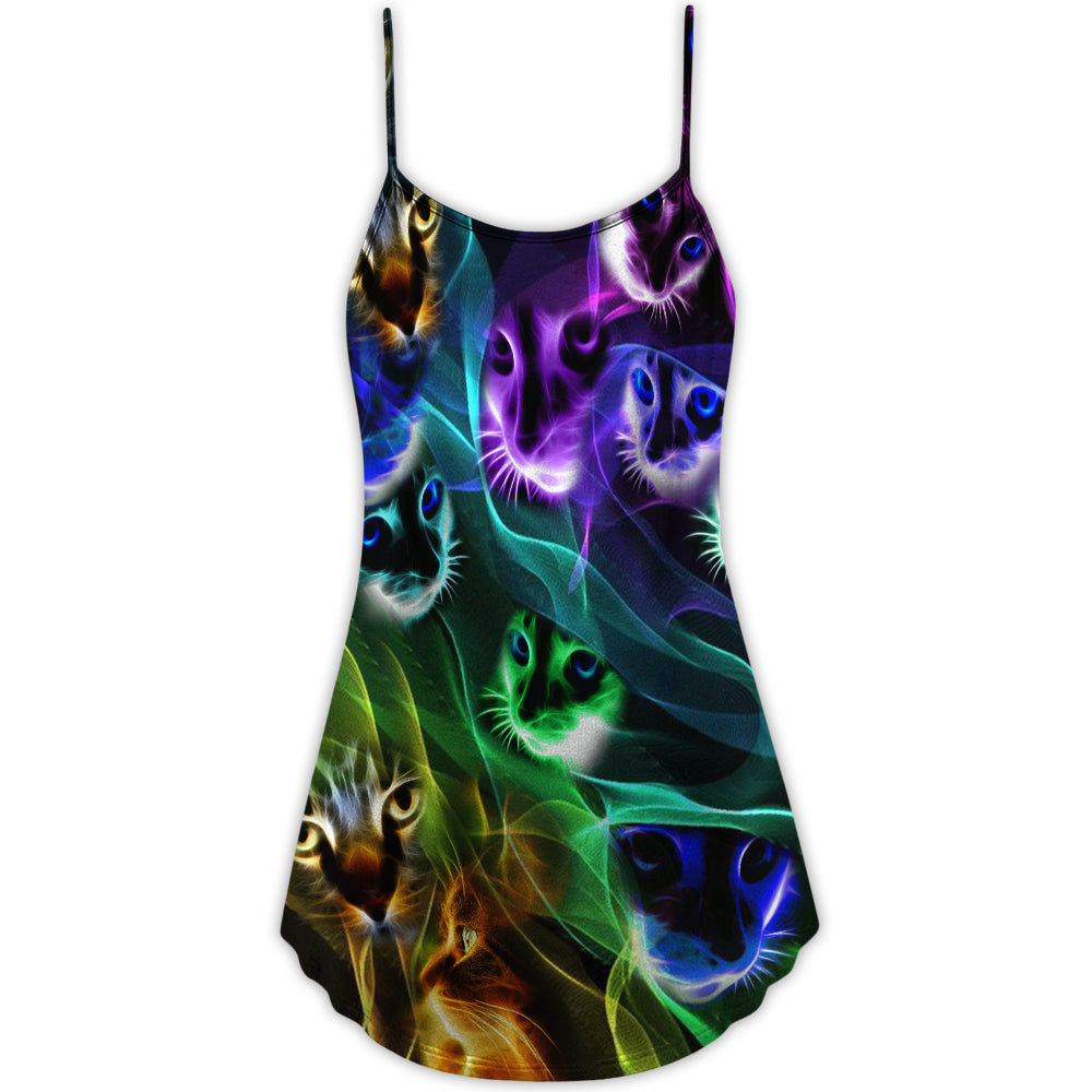 Flash Neon Cat Style – Women's Summer Sleeveless V-Neck Camisole Dress