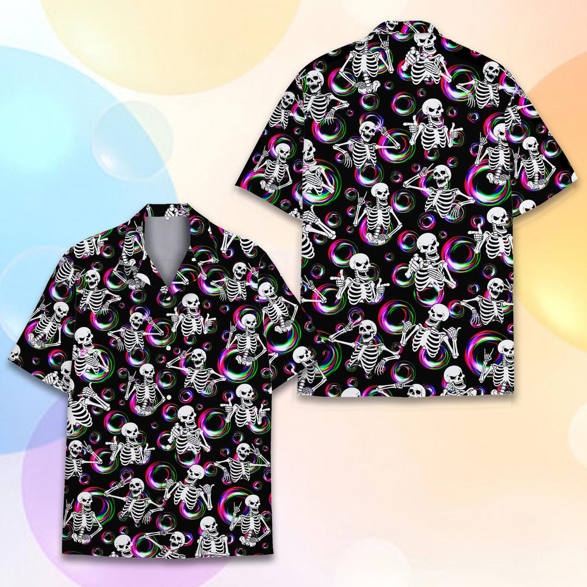 Neon Skeleton Retro Disco Glow Party – Hawaiian Shirt