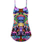 Hippie Mushroom Skull Art – Women's Summer Sleeveless V-Neck Camisole Dress