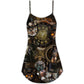 Steampunk Cat Magic Style – Women's Summer Sleeveless V-Neck Camisole Dress