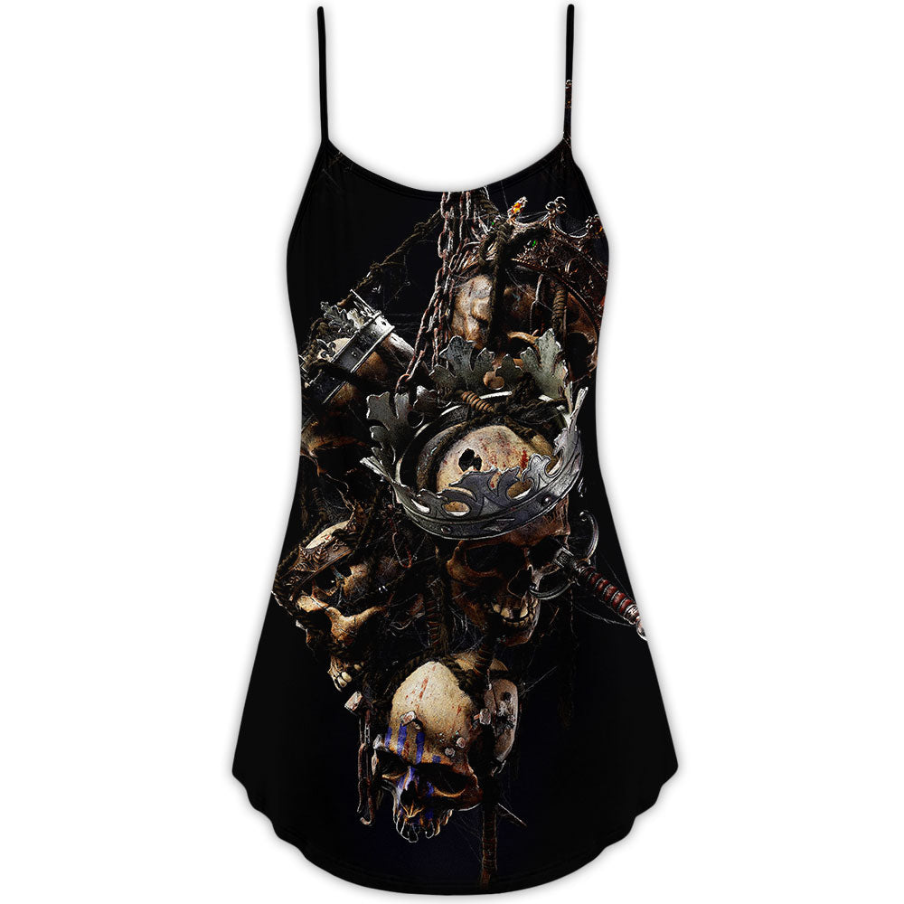 Skull King Lives Forever – Women's Summer Sleeveless V-Neck Camisole Dress