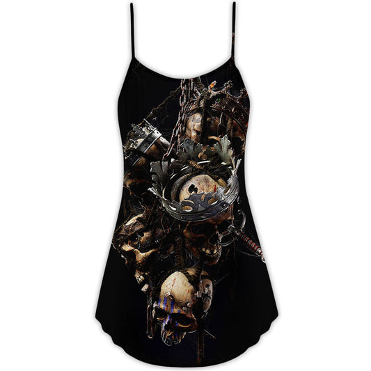 Skull King Lives Forever – Women's Summer Sleeveless V-Neck Camisole Dress