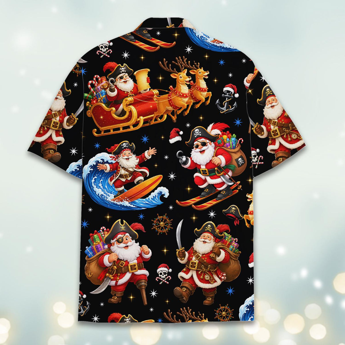 Pirate Santa Surfing Christmas Beach Vacation – Hawaiian Shirt