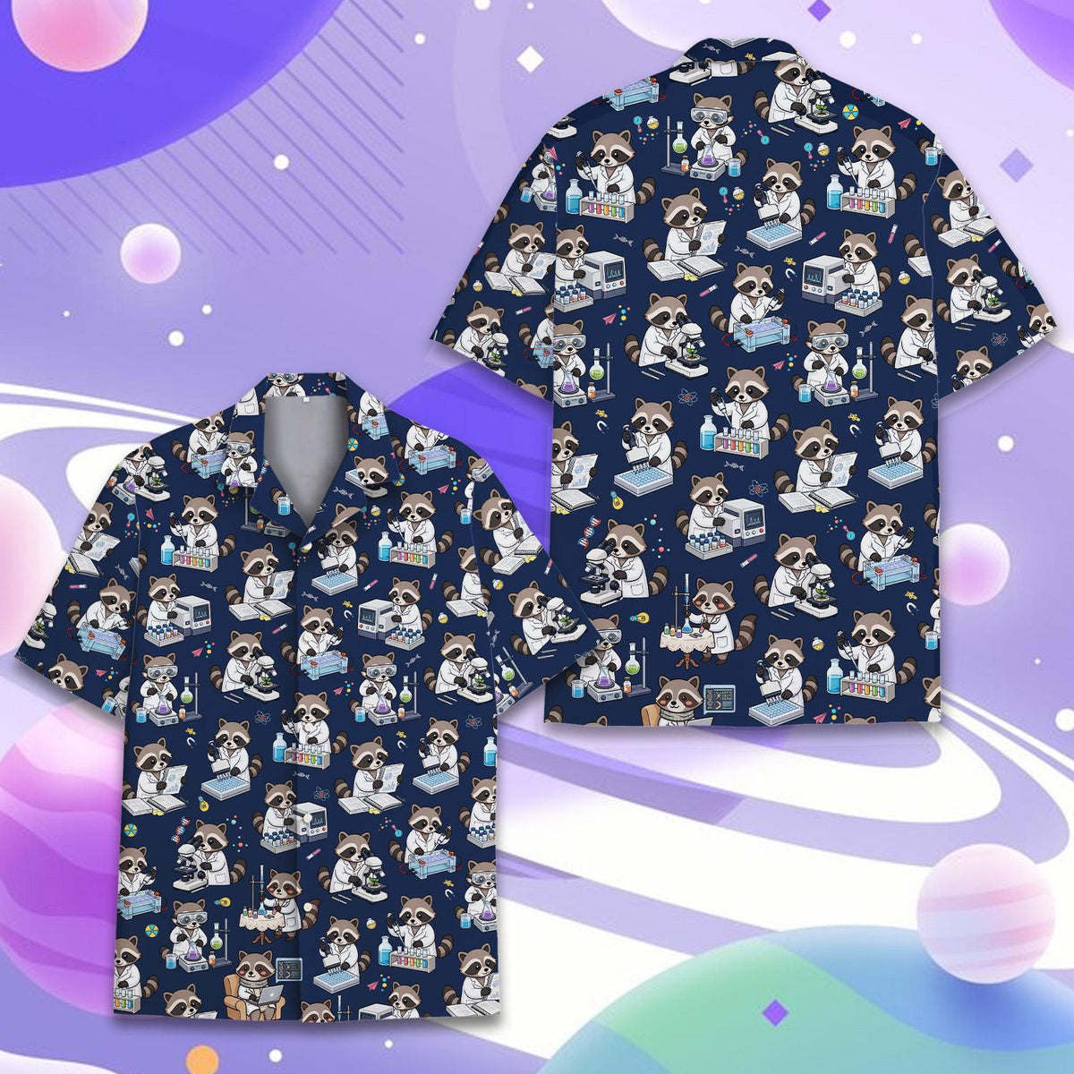 Cute Raccoon Scientist STEM Lab Experiment – Hawaiian Shirt