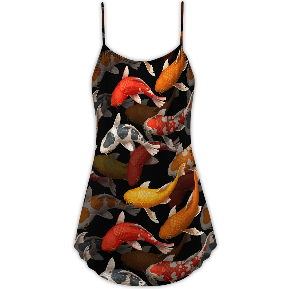 Koi Fish Minimal Style – Women's Summer Sleeveless V-Neck Camisole Dress