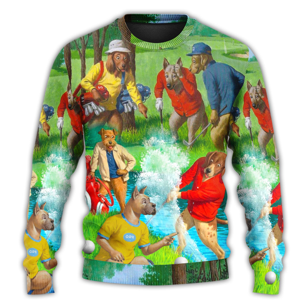 Golf Dog Lover Cool Art Style – Sweater - Ugly Christmas Sweater