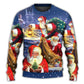 Christmas Funny Santa Up On Rooftop Art – Sweater - Ugly Christmas Sweater