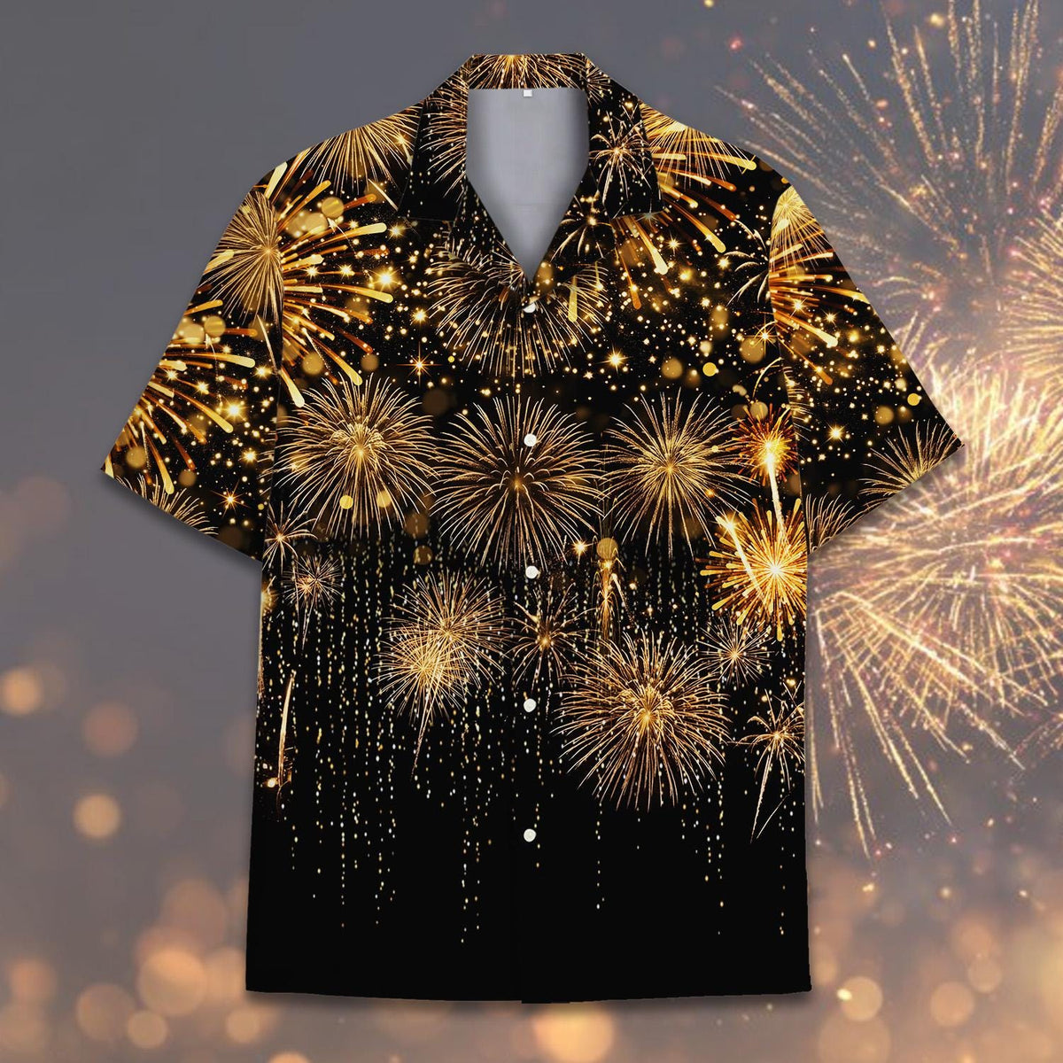 Happy New Year Colorful Fireworks Countdown Party – Hawaiian Shirt