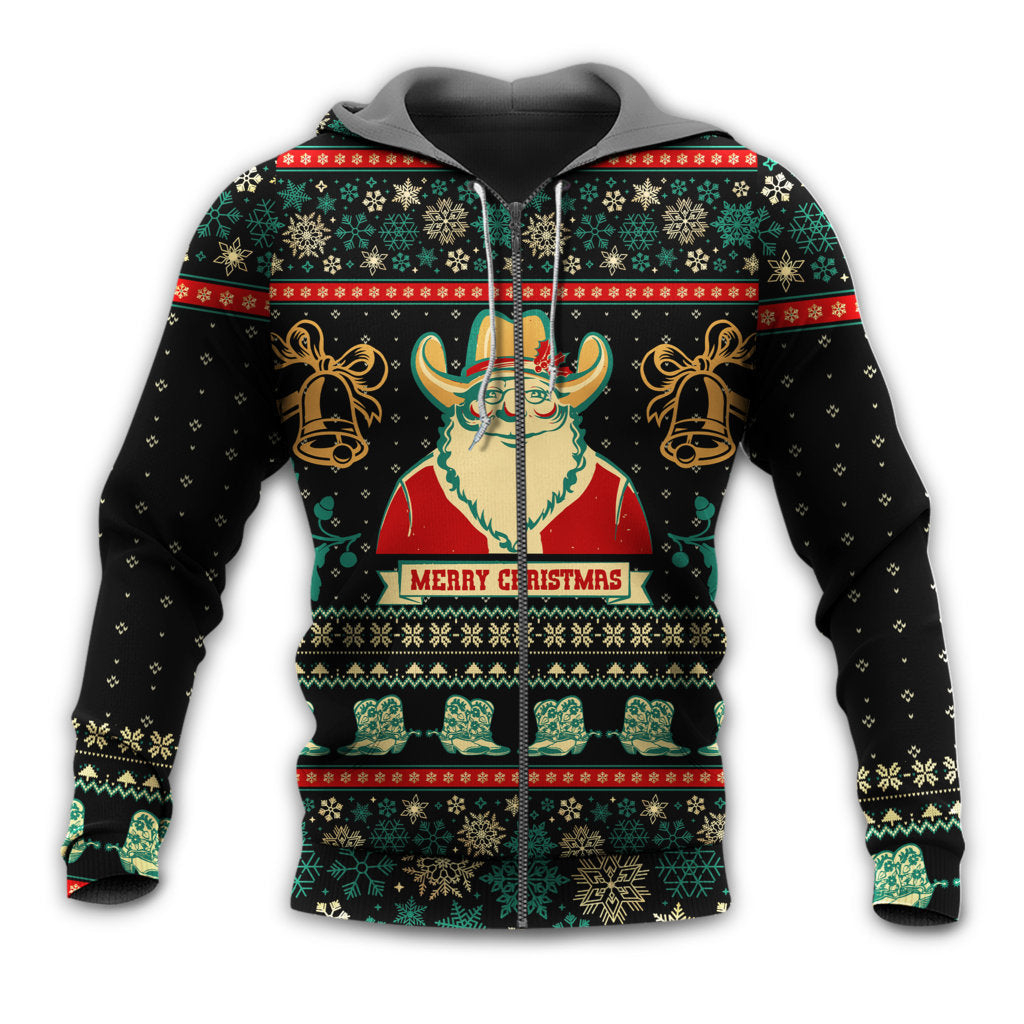 Christmas Cowboy Santa Western Style - 3D Hoodie