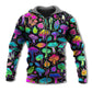 Neon Mushroom Leaf Art - 3D Hoodie