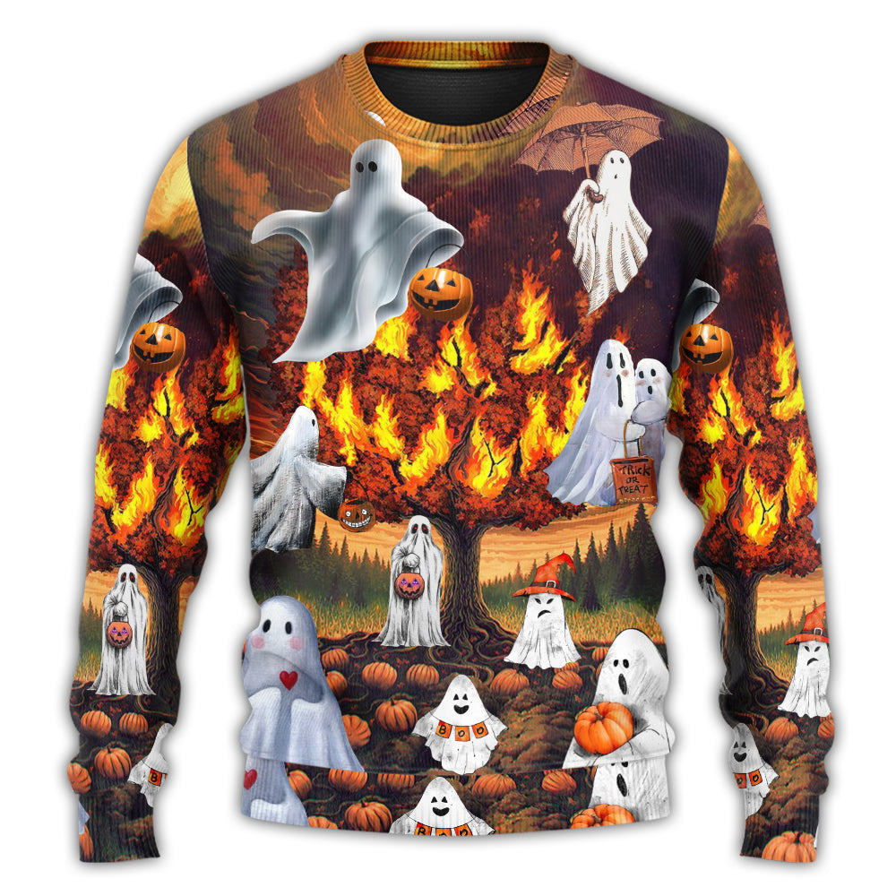 Halloween Boo Pumpkin Fantasy Art – Sweater - Ugly Christmas Sweater