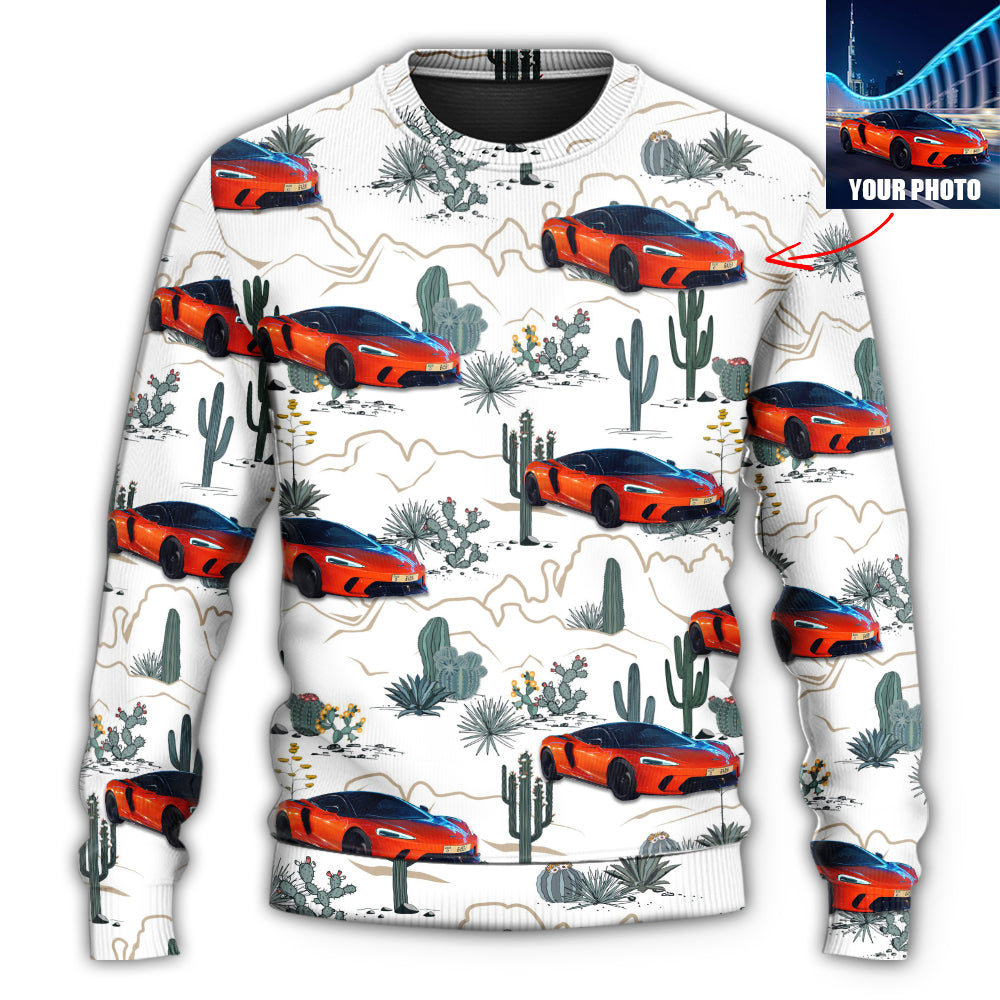 Desert Mountains Cactus Landscape Art – Sweater - Ugly Christmas Sweater