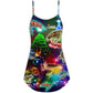 Turtle Neon Tree Merry Christmas – Women's Summer Sleeveless V-Neck Camisole Dress