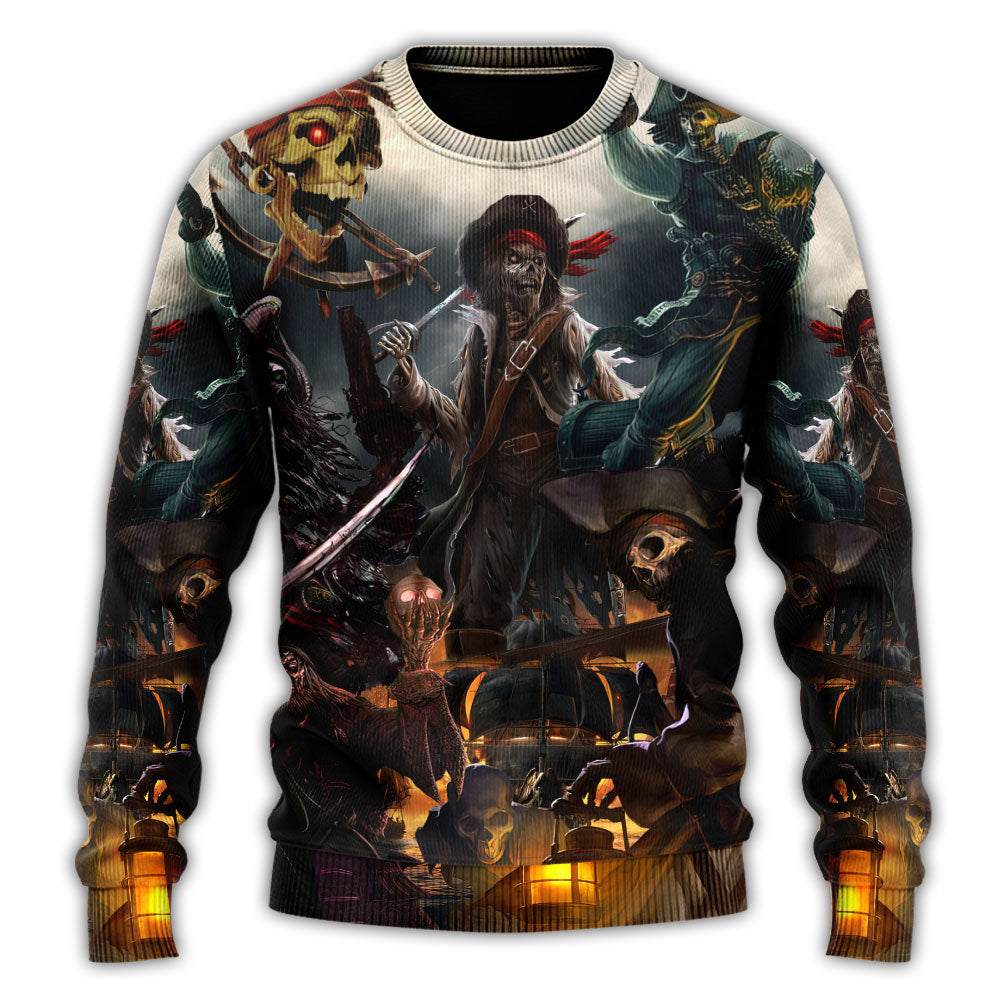 Skull Fantasy Ghost Pirate Art Style – Sweater - Ugly Christmas Sweater