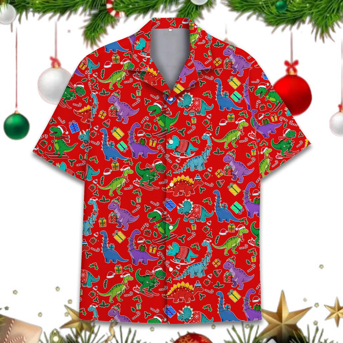 Christmas Dinosaur Funny Dino Holiday Party 3 – Hawaiian Shirt