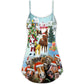 Christmas Happy Horse Holiday – Women's Summer Sleeveless V-Neck Camisole Dress