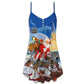 Santa Reindeer Christmas Gift – Women's Summer Sleeveless V-Neck Camisole Dress