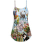 Cat Loves Home And Summer – Women's Summer Sleeveless V-Neck Camisole Dress