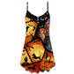 Halloween Dachshund Pumpkin Scary – Women's Summer Sleeveless V-Neck Camisole Dress