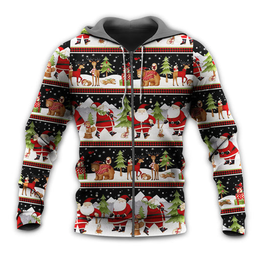 Christmas Happy Night Santa Reindeer Bear - Hoodie