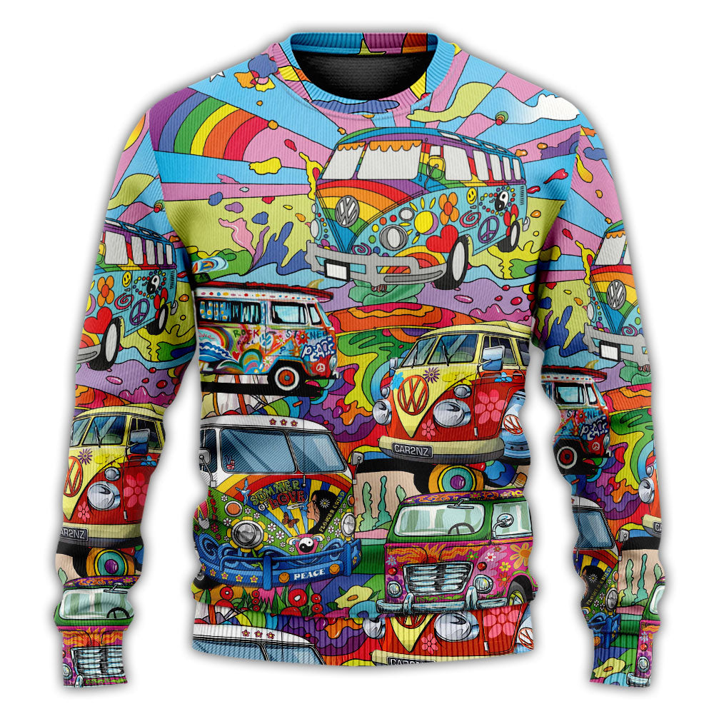 Hippie Van Colorful Peace Art – Sweater - Ugly Christmas Sweater