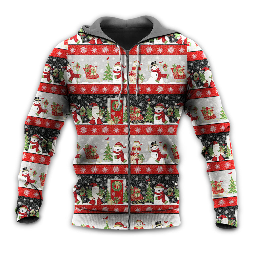 Christmas Santa And Snowman Happy Xmas - Hoodie