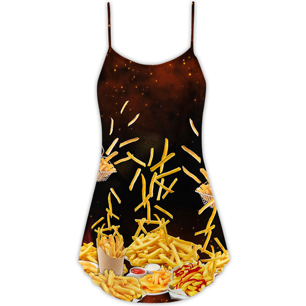 French Fries Fast Food Delight – Women's Summer Sleeveless V-Neck Camisole Dress